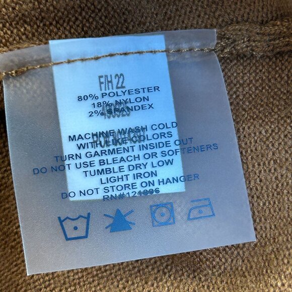 Title Nine Womens Striped Sleeve Crew Neck Top Large Brown Stretch Pocket Casual - Picture 4 of 7